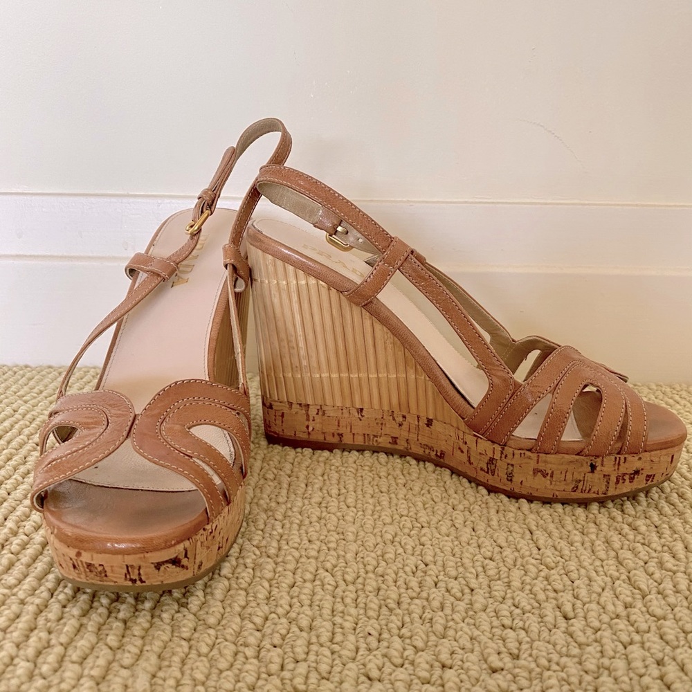 Prada wedge sandals size 7 1/2